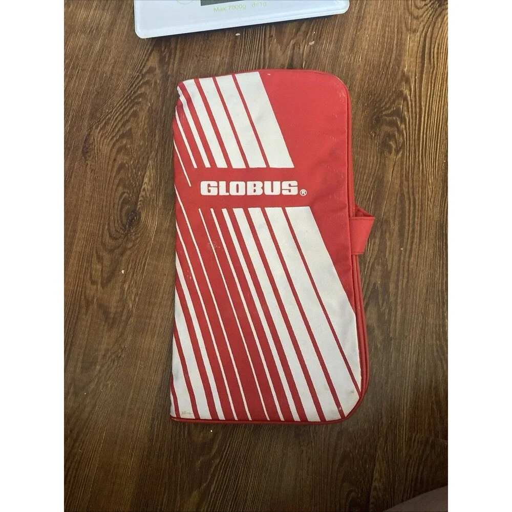 Vintage Globus Travel Organizer Red & White Vinyl 80s Airline Souvenir With Mult